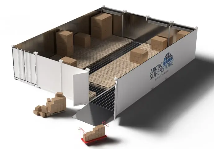 Arctic SuperStore 4 compartiments avec palettes et caisses