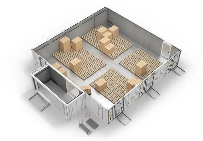 Arctic SuperStore avec palettes et salle de raccordement
